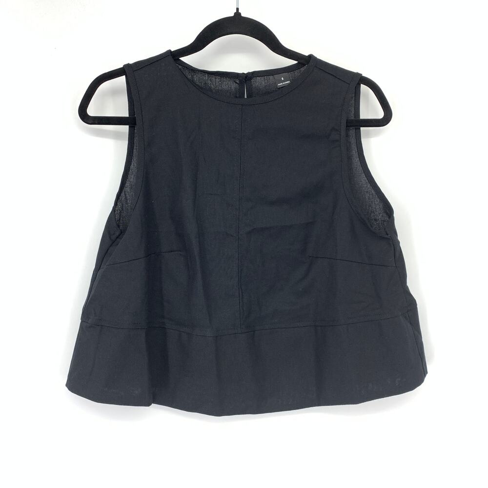 Unbranded Sleeveless Swing Blouse Womens Size Small Black Oversized Fit
